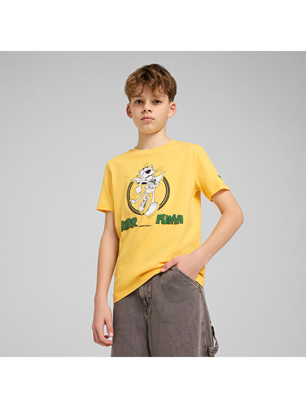Puma Super Graphic Erkek Çocuk Sarı Tişört
