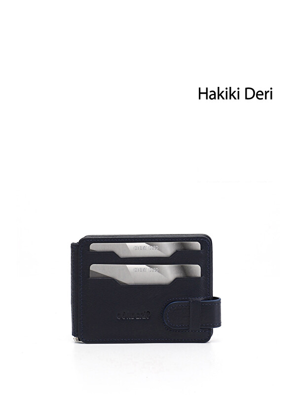 GÖNDERİ(R) AÇIK LACİVERT Hakiki Deri Unisex Kartlık