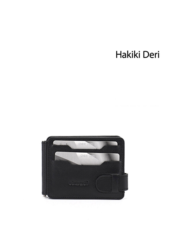 GÖNDERİ(R) SİYAH Hakiki Deri Unisex Kartlık