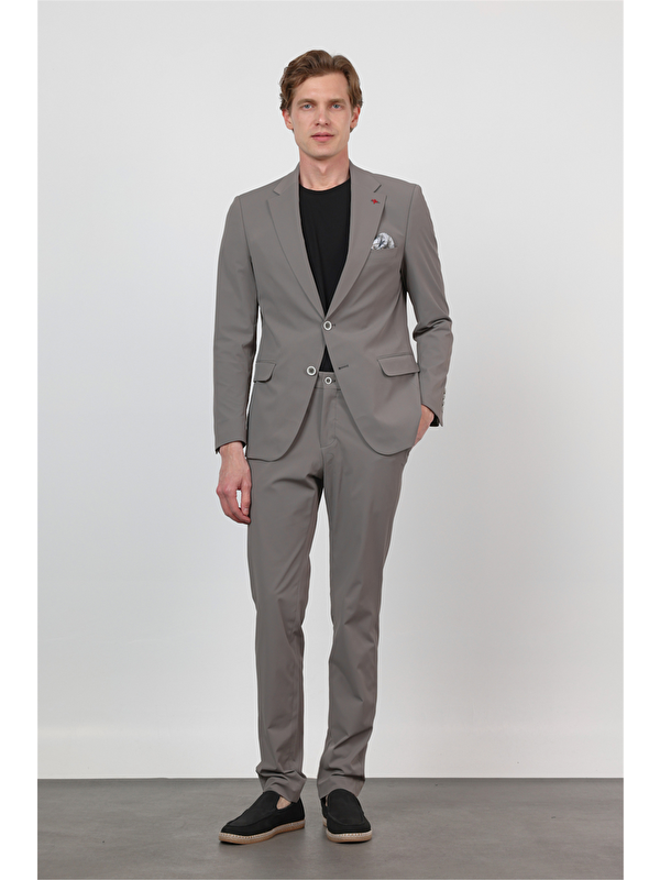 İMZA Kendinden Desenli Mono Yaka 6 Drop Slim Fit Takım Elbise 1001260162