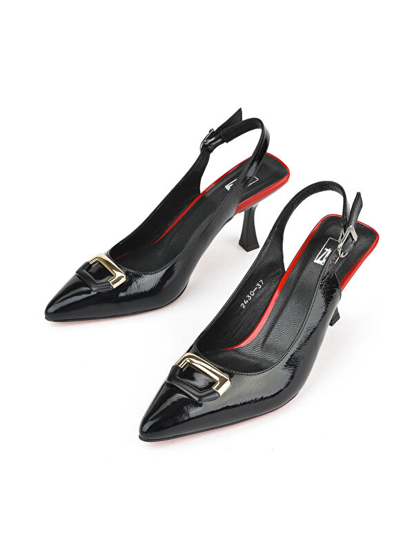 Kadın Hakiki Deri Topuklu Ayakkabı 1511030Z2430 Siyah - Görsel 5