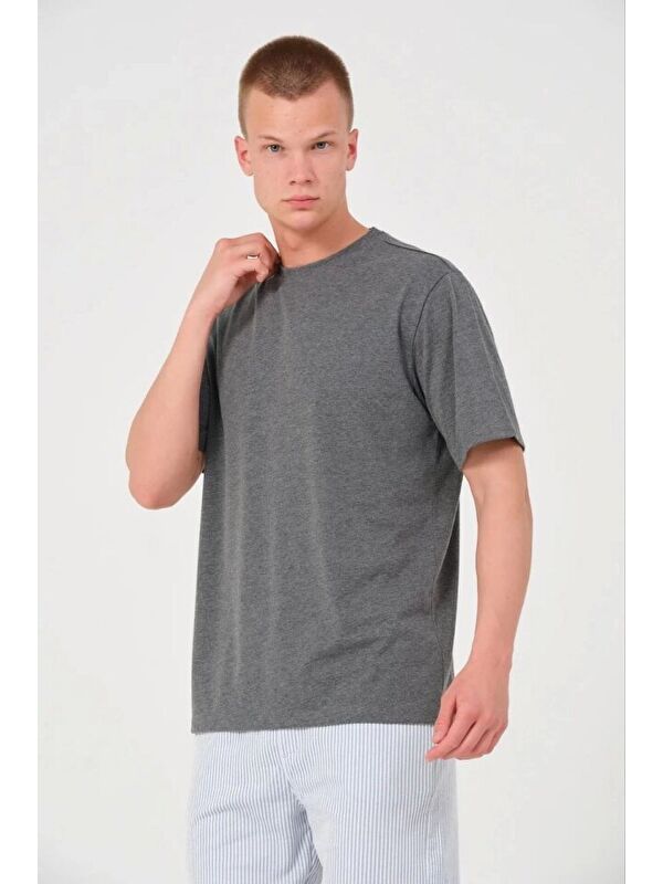Jane's Erkek 24/1 Düz A Kalite Oversize T-shirt - Antrasit
