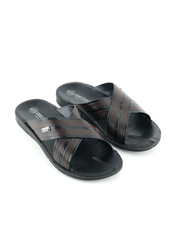 Erkek Yazlık PU Taban Suni Deri Rahat Taban Ev Bahçe Günlük Terlik - Görsel 4