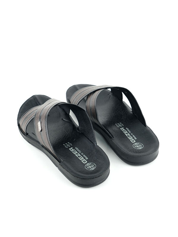 Erkek Yazlık PU Taban Suni Deri Rahat Taban Ev Bahçe Günlük Terlik - Görsel 5