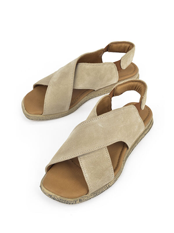 Kadın Hakiki Deri Sandalet 1511047Z706 Bej - Görsel 6