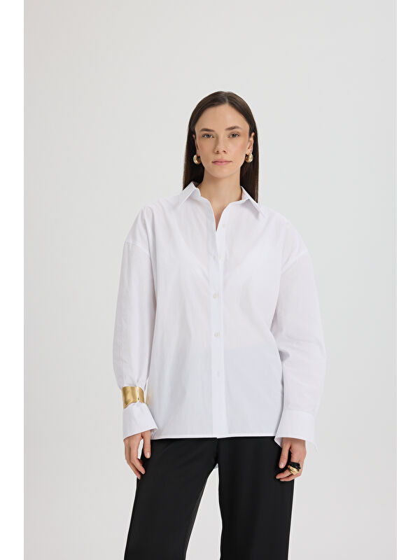Mai Collection Oversize Beyaz Gömlek