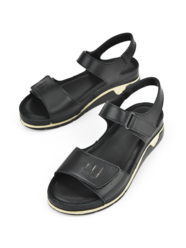Kadın Hakiki Deri Sandalet 1511008Z22 Siyah - Görsel 6