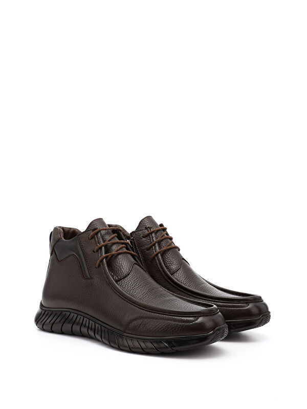 Erkek TÜTÜN KAHVE Fermuarlı Hakiki Deri Bot - Görsel 3