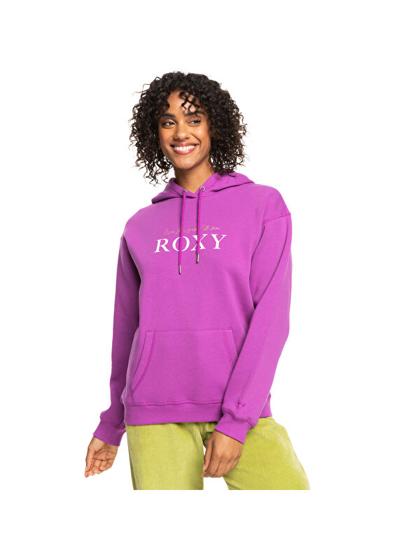 Roxy Surf Stoked Hoodie Brushed Kadın Mor Sweatshirt
