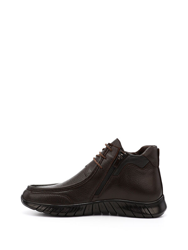 Erkek TÜTÜN KAHVE Fermuarlı Hakiki Deri Bot - Görsel 4