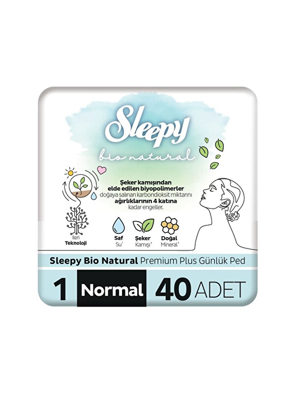 Sleepy Bio Natural Premium Plus Günlük Ped Normal 40 Adet Ped