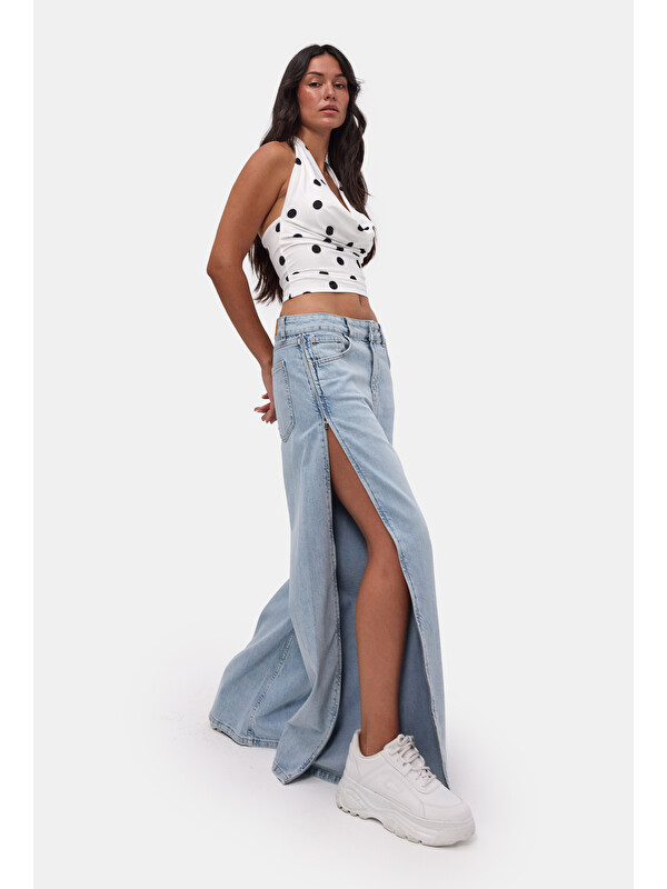 It's Basic Kadın Jean Rengi 4s6-3 Low Rise Barrel Fit Özel Tasarım Denim Jean