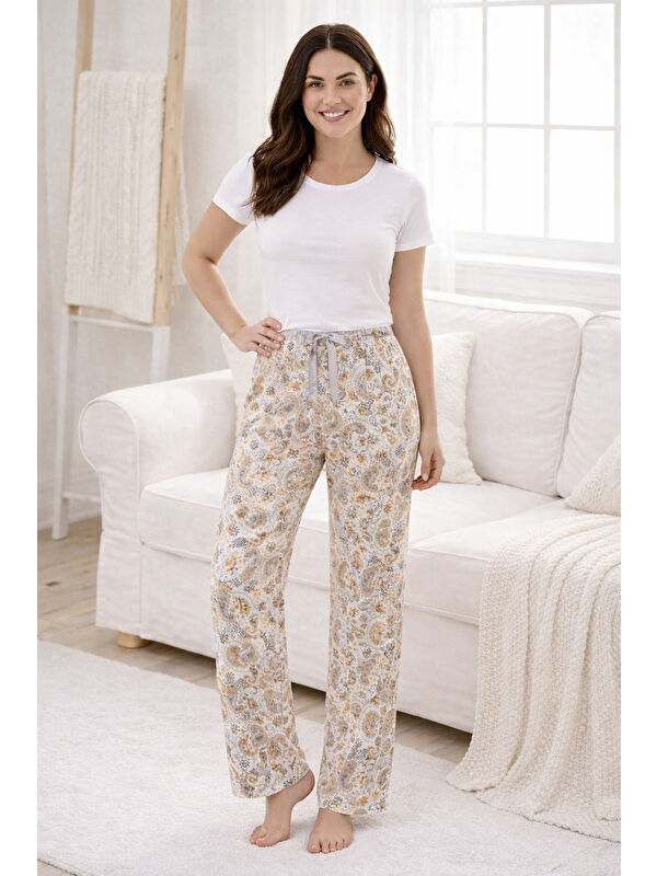 Remsa Kadın Viskon Kumaş Penye Tek Pijama Alt 13 Beyaz