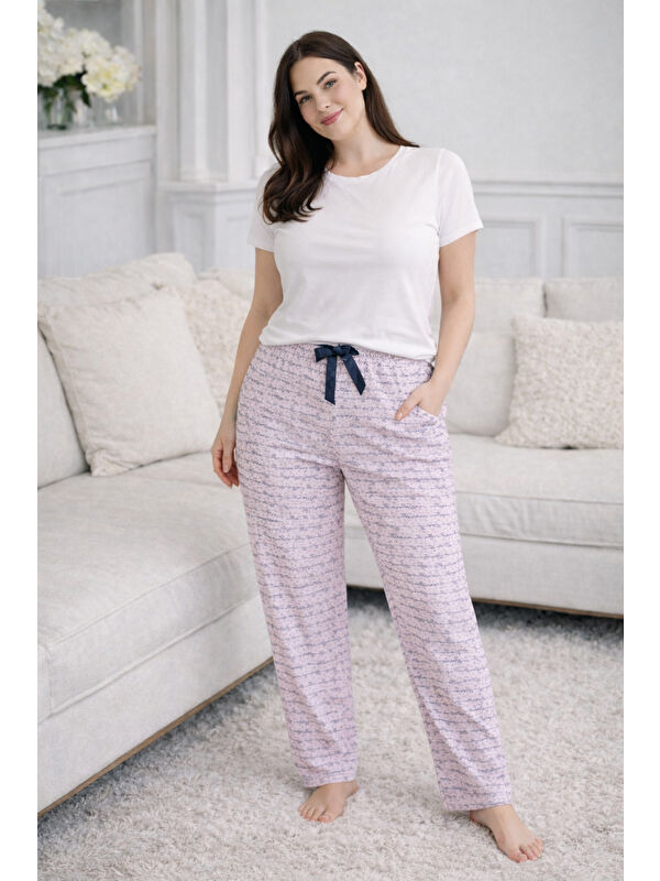 Remsa Kadın Viskon Kumaş Penye Tek Pijama Alt 02 Pudra01