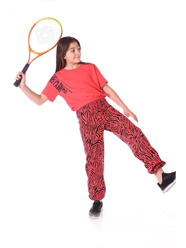 Toontoykids Kız Çocuk Only I Can Yazılı Zebra Baskılı Eşofman Takım