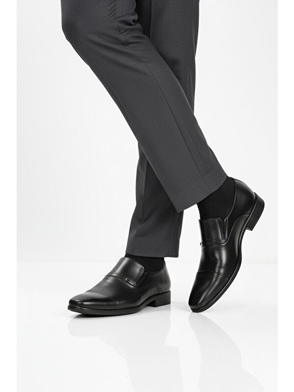 Siyah Hakiki Deri Kaymaz Taban Erkek Klasik Ayakkabı 974 M - Görsel 2