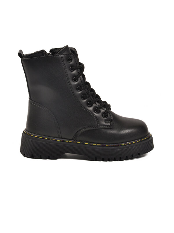 Siyah İçi Polarlı Bağcıklı Fermuarlı Kaymaz Kız Çocuk Bot Dale 05 F - Görsel 2