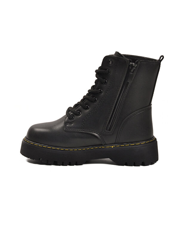 Siyah İçi Polarlı Bağcıklı Fermuarlı Kaymaz Kız Çocuk Bot Dale 05 F - Görsel 3