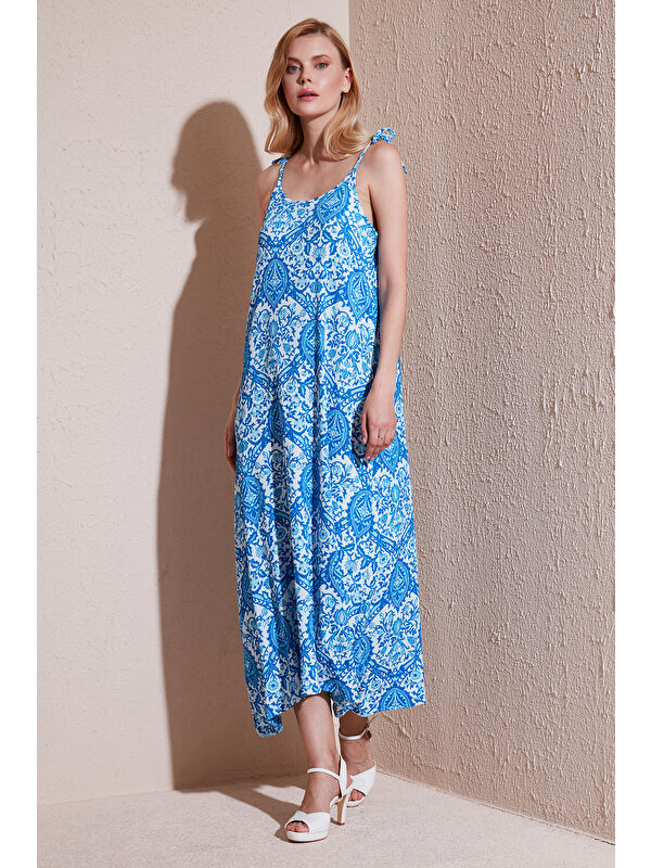 Lela Regular Fit İp Askılı Uzun Kadın Elbise 5865732