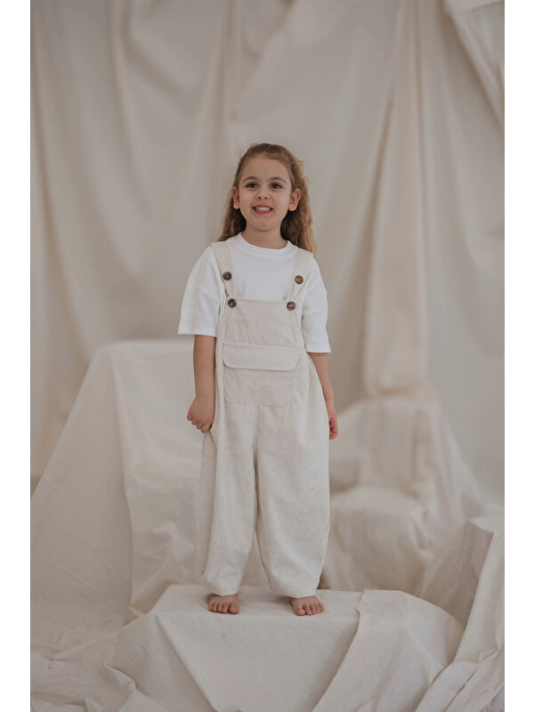 Oh La La Koala For Little Ones Krem Childhood Velvet Çocuk Salopet Tulum