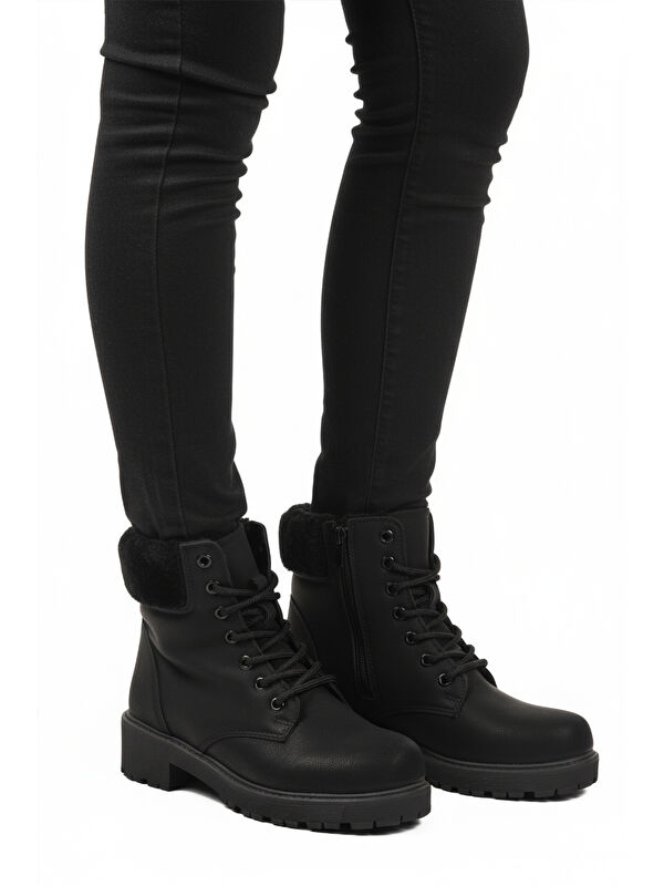 Siyah Zümrüt İçi Polarlı Kaymaz Kadın Bot Marc 4030 Z - Görsel 2