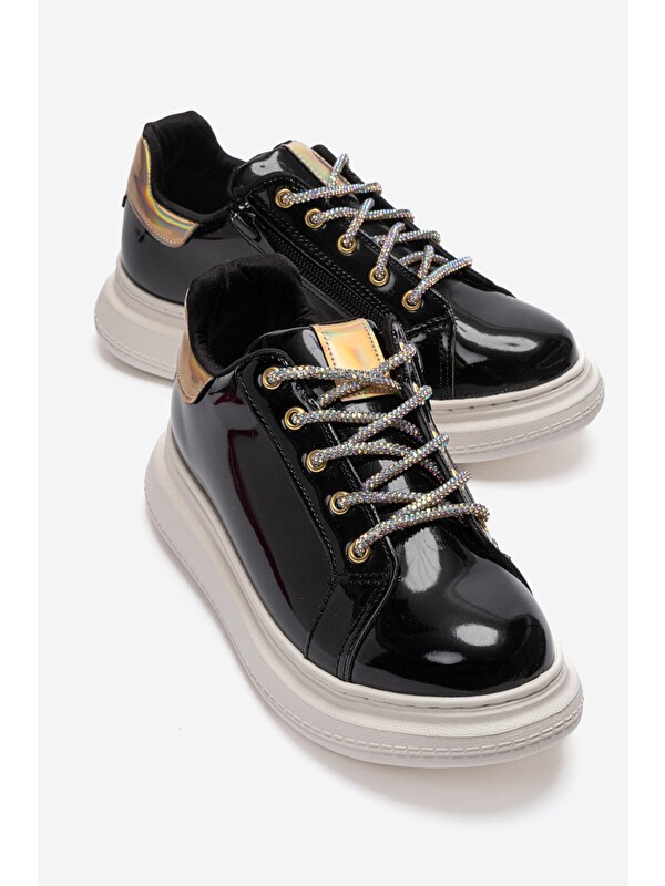 Mnpc Kız Çocuk Siyah Rugan Sneaker Ayakkabı