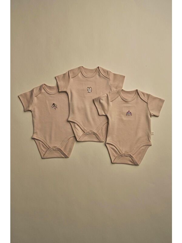 Oh La La Koala For Little Ones 3'lü Bej Dreams Serisi Kısa Kollu Çıt Çıtlı Body Zıbın Model 9