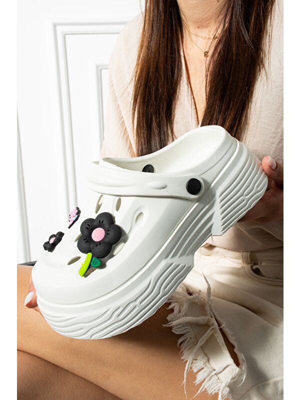 NAYS Dolgu Taban Kadın Terlik Yüksek Platform Plaj Deniz Havuz Terliği - Görsel 7