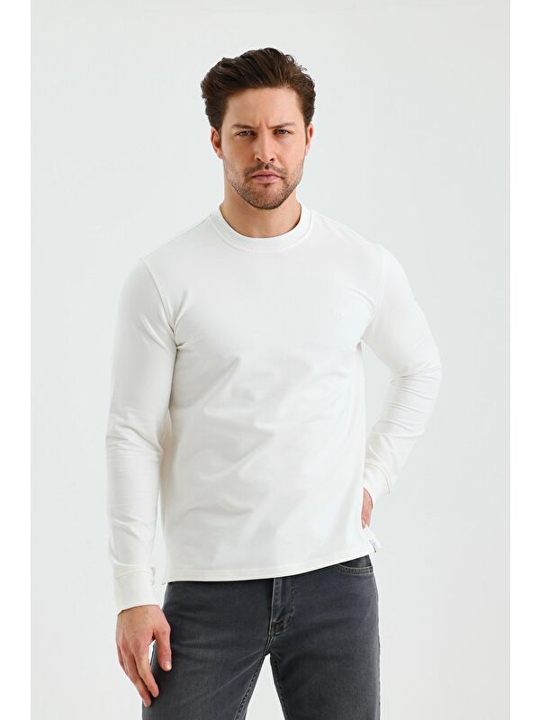 İMZA Uzun Kol Düz Örme Bisiklet Yaka Cepsiz Pamuklu Büyük Beden Sweatshirt 1013245152