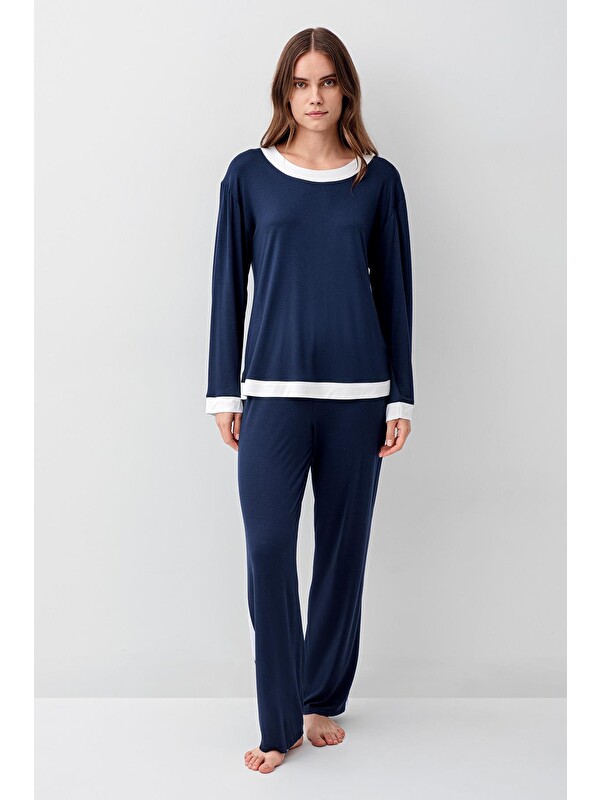 Artış Uzun Kollu Basic Esnek Elastanlı Viskoz Soft Pijama Takım 18209