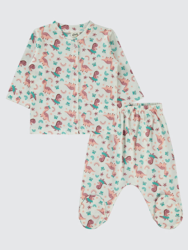 Civil Baby Kız Bebek Pijama Takımı 1-6 Ay Ekru
