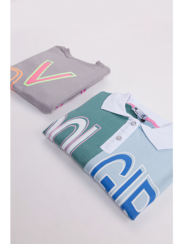 Harika Kids Kız Çocuk Orta Kalınlıkta Baskılı 2'li Paket Sweatshirt