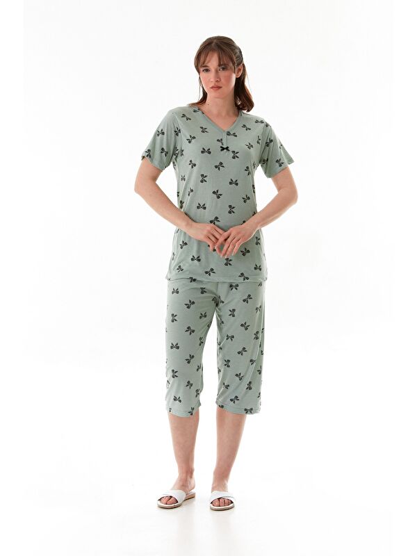Fullamoda Fiyonk Desenli Kısa Kol Kapri Pijama Takımı