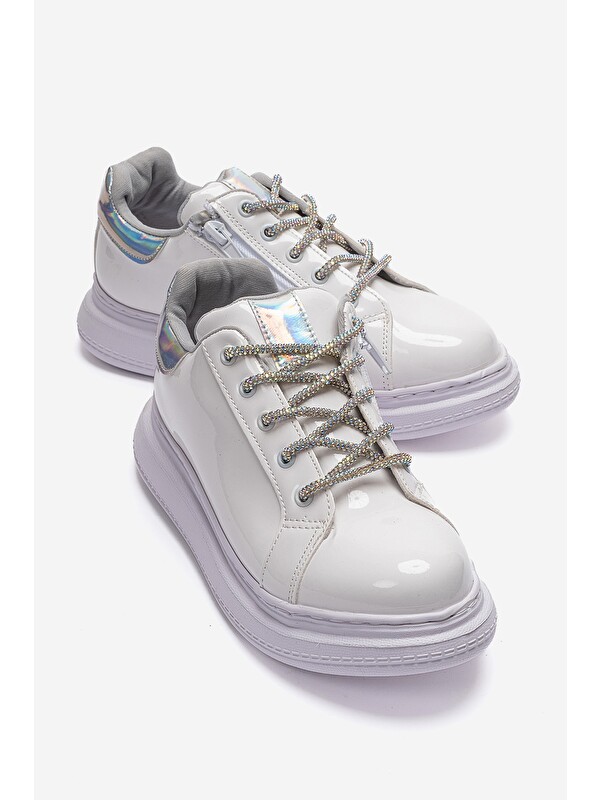 Mnpc Kız Çocuk Beyaz Rugan Sneaker Ayakkabı