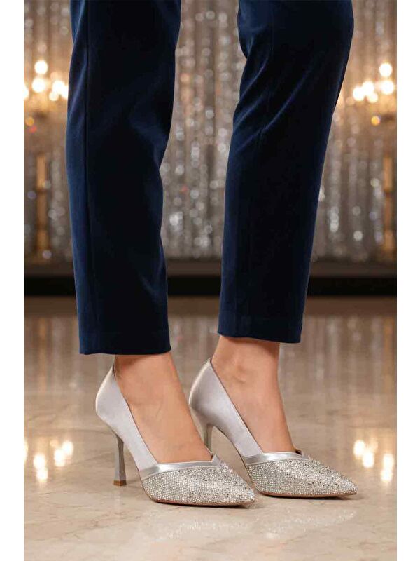 Ayakmod Siyah Ayakmod Saten İşlemeli Taş Kadın Abiye Ayakkabı 357192 Z