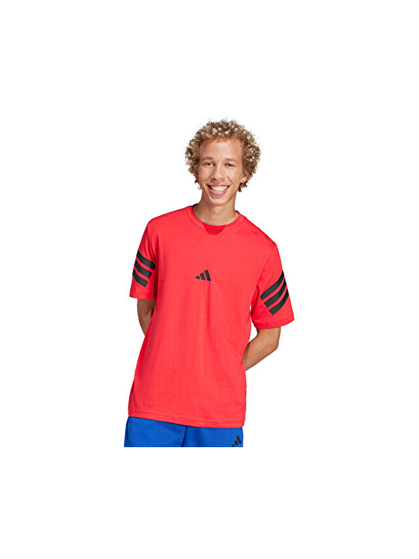 Adidas M Fi 3S Reg T Erkek Günlük Tişört JD4875 Kırmızı