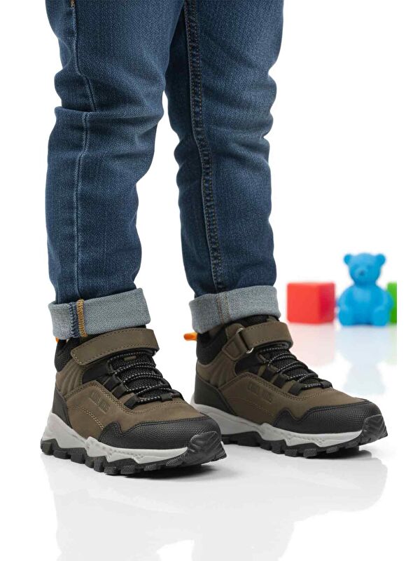 Ayakmod Haki Gri Cırtlı Kaymaz Unisex Cırtlı Çocuk Bot Doruk P