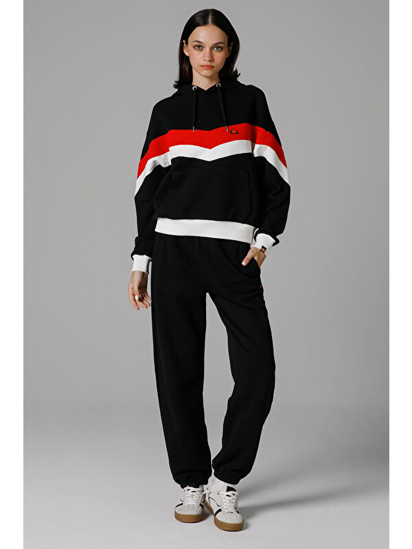 Ellesse Pamuklu Renk Bloklu Oversize Fit Kapüşonlu Sweat EF178-BK
