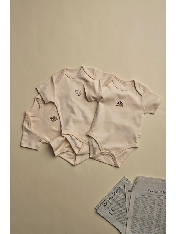 Oh La La Koala For Little Ones 3'lü Krem Dreams Serisi Kısa Kollu Çıt Çıtlı Body Zıbın Model 9