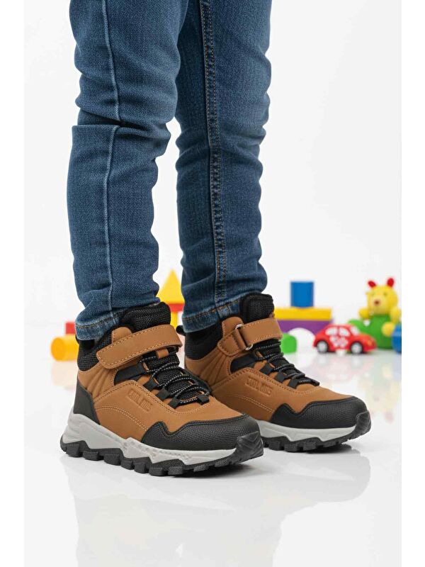 Ayakmod Taba Gri Cırtlı Kaymaz Unisex Cırtlı Çocuk Bot Doruk P