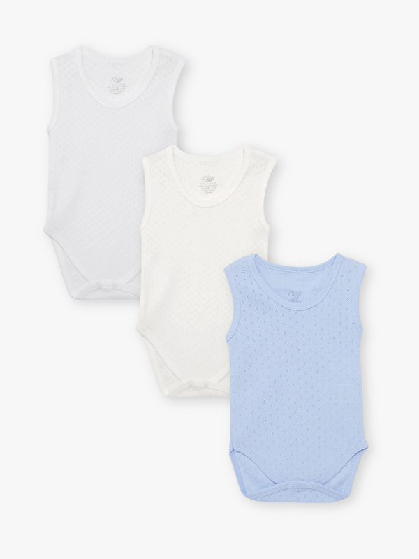 Luggi Baby Bisiklet Yaka Pamuklu Erkek Bebek Jakarlı Çıtçıtlı Body 3'lü (Yenidoğan - 5 Yaş)