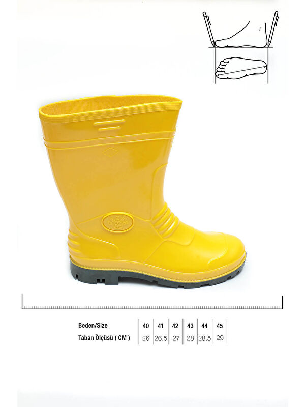 Erkek Kısa PVC Su Geçirmez İçi İnce Astarlı İş Çizme - Görsel 3