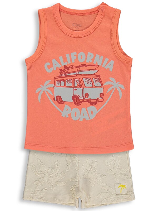 Civil Baby California Road Baskılı 6-18 Ay Takım - Kırmızı