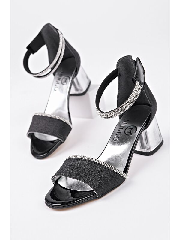 NOŞA Bilekten Bağlamalı Simli Kız Çocuk Kısa Topuklu Ayakkabı - Görsel 2