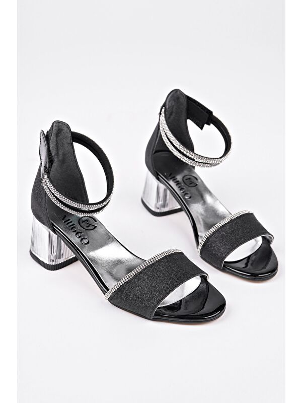 NOŞA Bilekten Bağlamalı Simli Kız Çocuk Kısa Topuklu Ayakkabı - Görsel 3