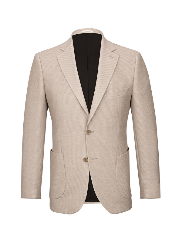 Hatemoğlu Bej Slim Fit Mono Yaka Klasik Ceket