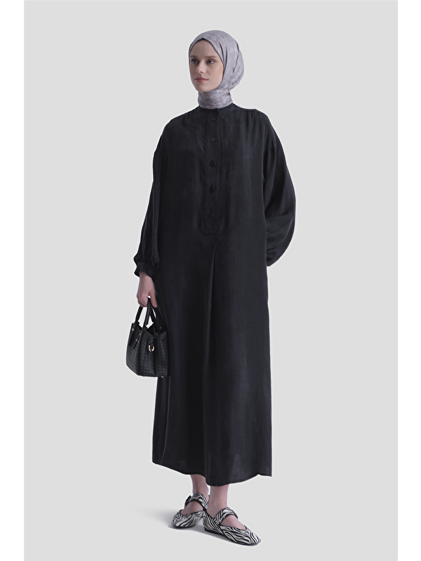 ARMİNE Oversize Kupra Elbise Siyah