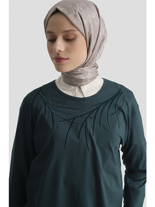 ARMİNE Penye Petrol Anne Bluz