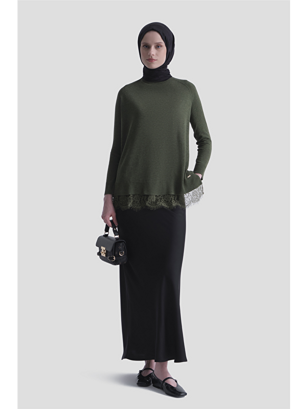ARMİNE Dantelli Rayon Tunik Haki