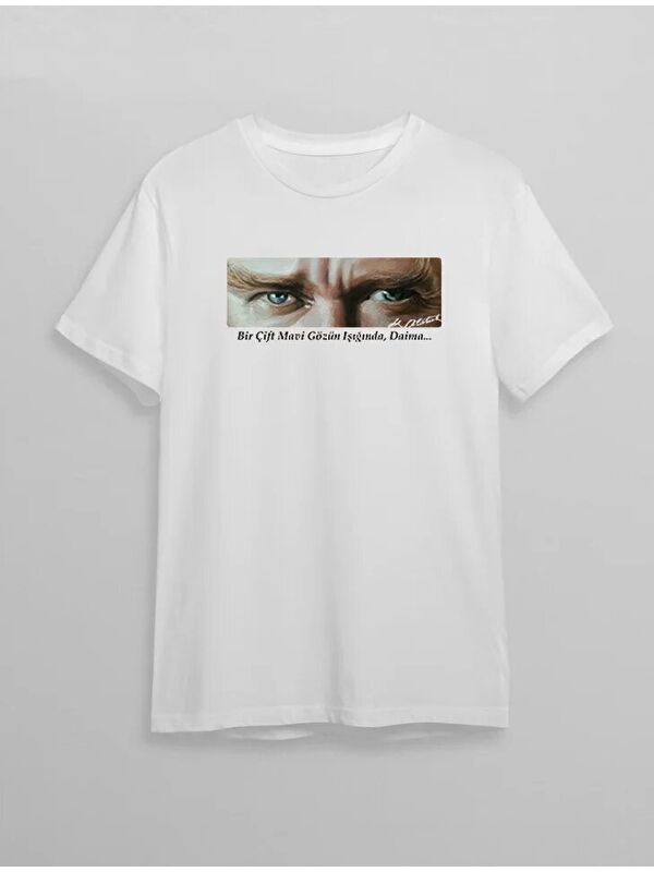 Jane's 10 Kasım Unisex Atatürk Baskılı T-shirt - Beyaz
